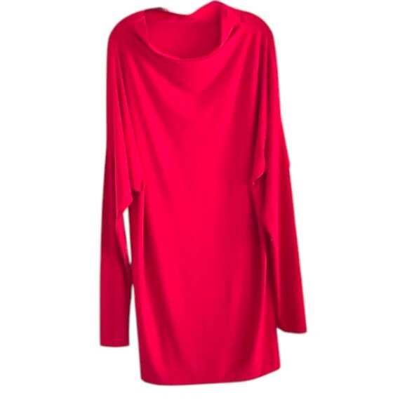 Norma Kamali Kamalikulture Red draped Minimalist Dress Size Large 26671 - Picture 1 of 7